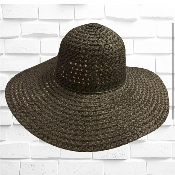 LARGE BLACK GLAMOROUS BEACH HAT - Picture 1 of 8